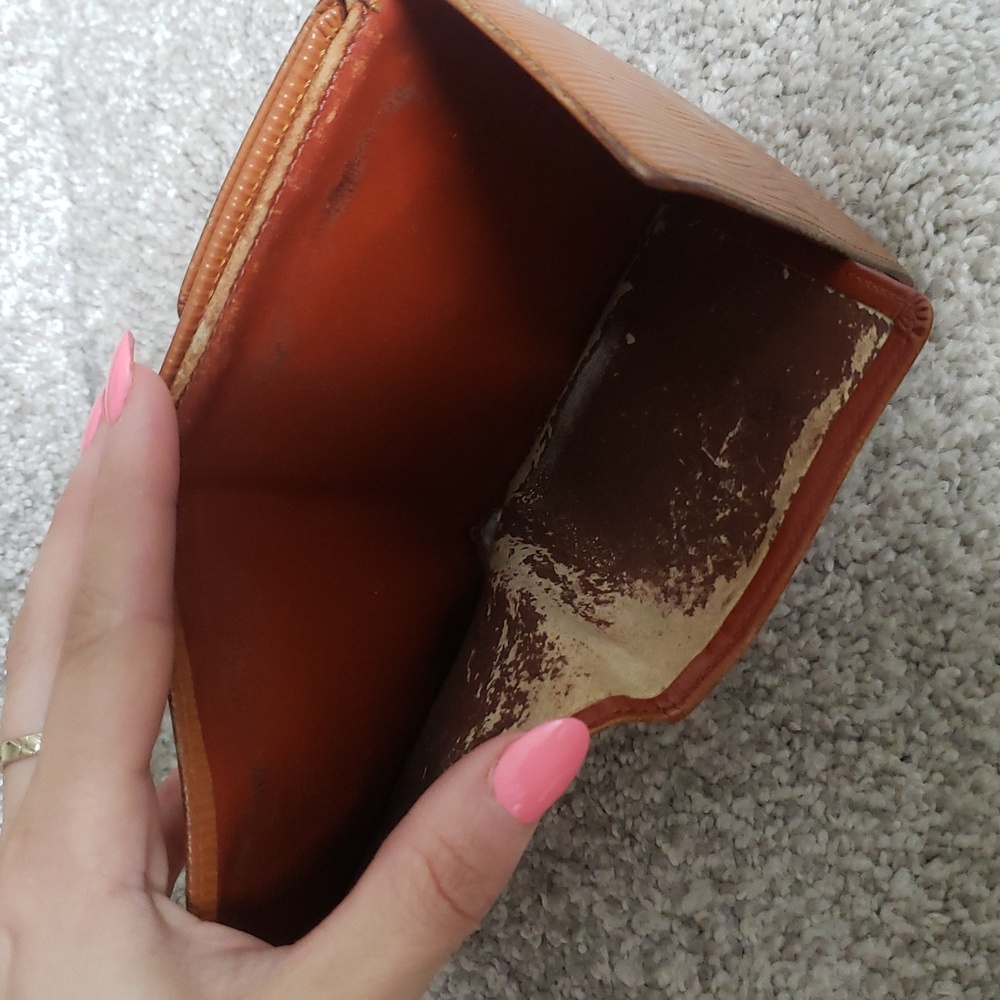 Louis Vuitton Cognac Brown Epi Leather Double Snap Wallet Authentic Vintage - Picture 11 of 14